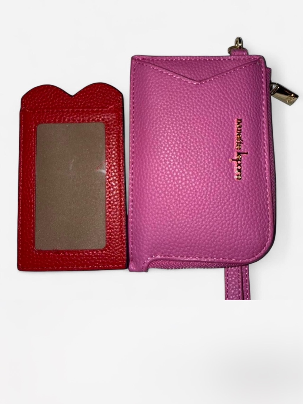Nanette Lapore Pink Wristlet with Red ID heart shaped Card Sleeve